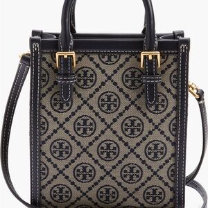 Tory Burch T Monogram Mini Jacquard Tote Navy Blue NWT
